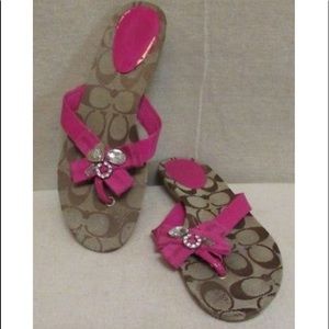 COACH Sparkle Serenity Pink Flip Flops Sandals